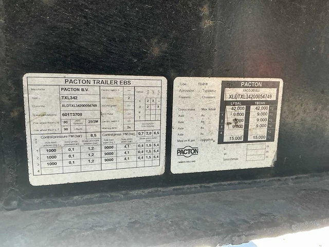 2014 pacton txl342 oplegger - afbeelding 21 van  41