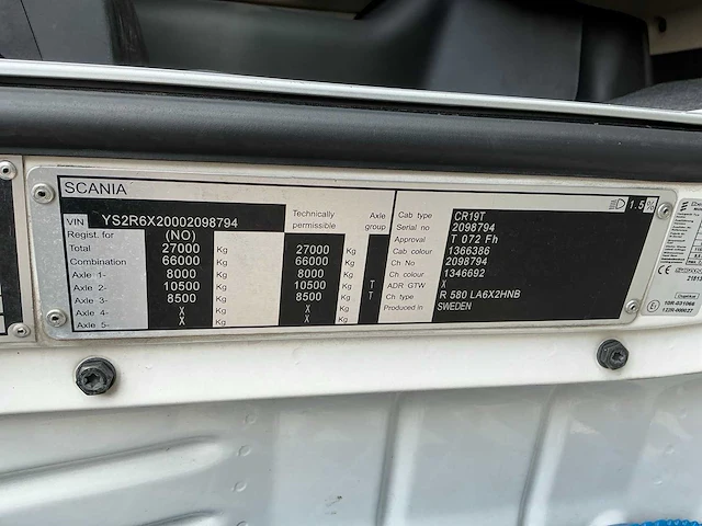 2014 scania r580 v8 vrachtwagen - afbeelding 37 van  44
