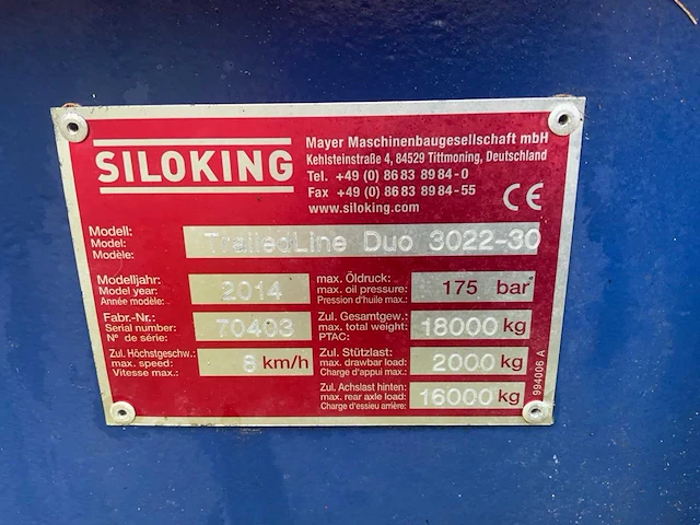 2014 siloking trailedline duo 3022-30 voermengwagen - afbeelding 30 van  36
