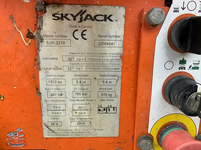 2014 skyjack sj iii 3219 hoogwerker - afbeelding 13 van  20