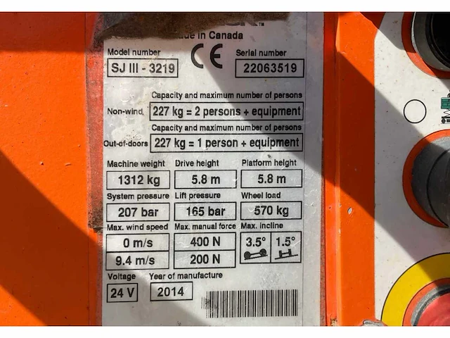 2014 skyjack sj iii 3219 hoogwerker - afbeelding 13 van  20