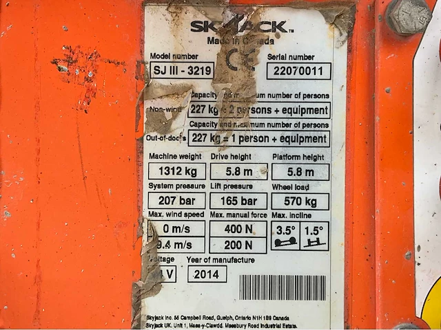 2014 skyjack sj iii 3219 hoogwerker - afbeelding 26 van  32