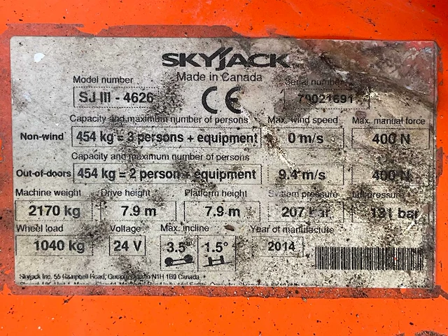 2014 skyjack sj iii 4626 hoogwerker - afbeelding 32 van  32