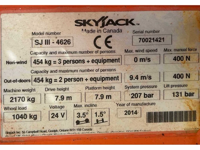 2014 skyjack sj iii 4626 hoogwerker - afbeelding 21 van  21