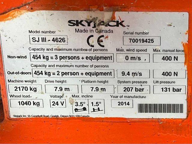 2014 skyjack sj iii 4626 hoogwerker - afbeelding 28 van  34