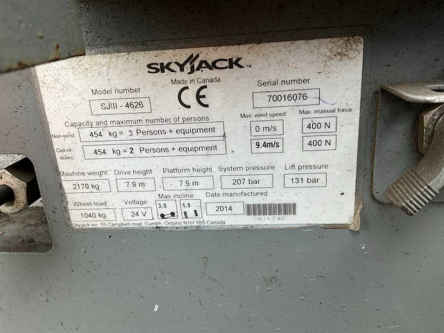 2014 skyjack sjiii 4626 hoogwerker - afbeelding 6 van  14