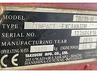 2014 takeuchi tb235 mini graafmachine - afbeelding 26 van  32