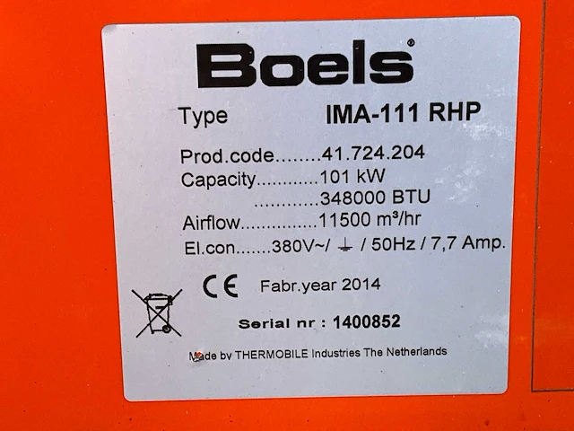 2014 thermobile ima-111 rhp industriële heater / event heater / hetelucht turbine - afbeelding 5 van  13