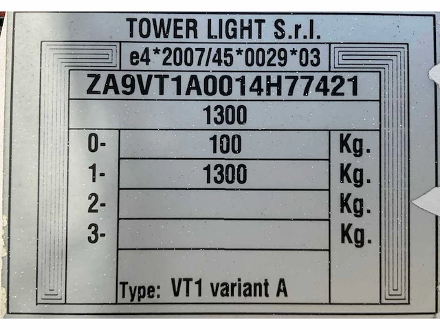2014 tower light superlight vt1 lichtmast aggregaat aanhangwagen - afbeelding 13 van  20