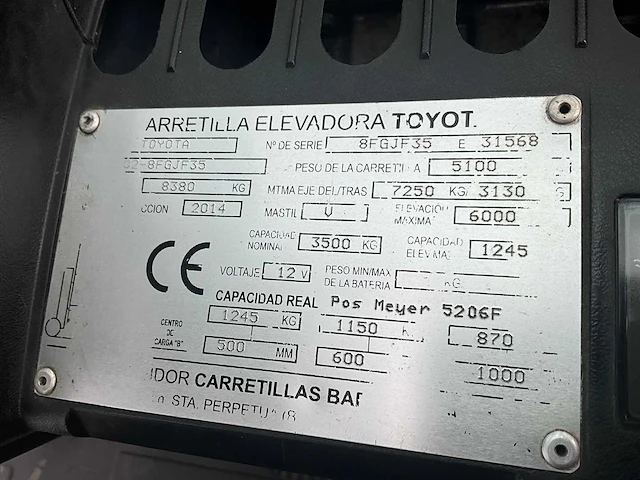 2014 toyota 02-8fgjf35 vorkheftruck - afbeelding 10 van  18