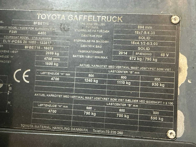 2014 toyota 8fbet15 vorkheftruck - afbeelding 7 van  15