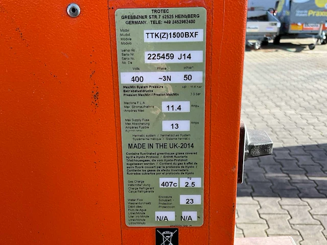 2014 trotec ttk(z)1500bxf condensatiedroger / bouwdroger - afbeelding 2 van  10