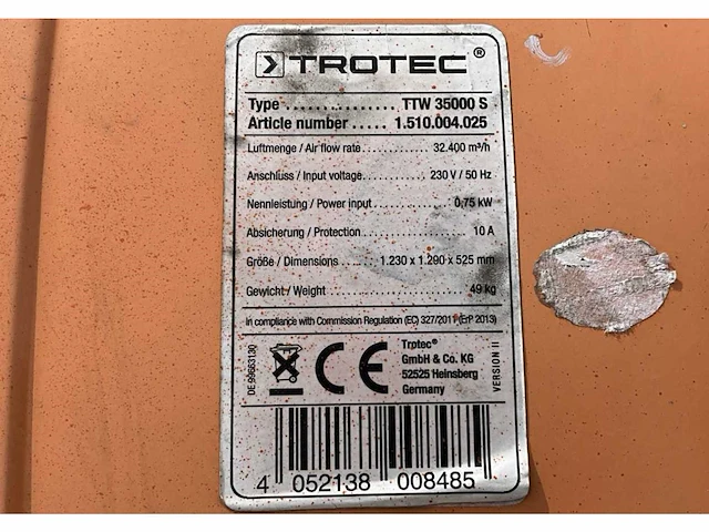 2014 trotec ttw 35000s industrie ventilator / afzuiging - afbeelding 5 van  5