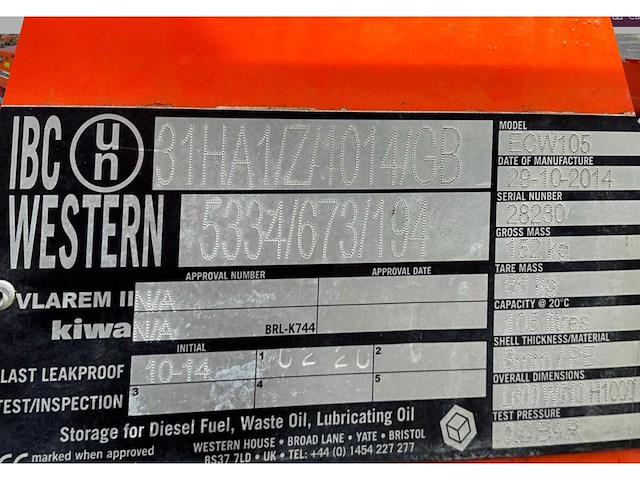 2014 western ecw 105 mobiele brandstof opslagtank - afbeelding 4 van  12