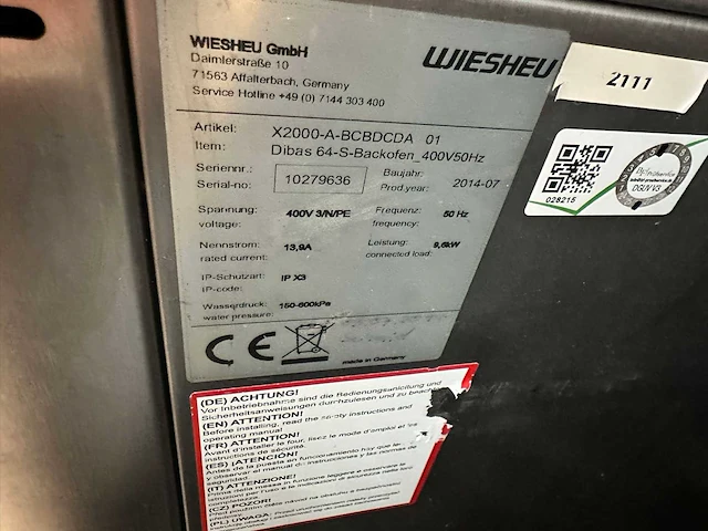 2014 wiesheu x2000-a dibas 64s dubbele combi oven - afbeelding 3 van  3