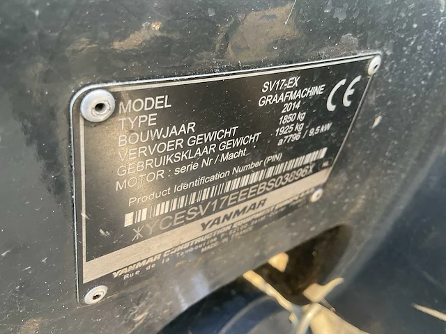 2014 yanmar sv17 ex minigraafmachine - afbeelding 24 van  30