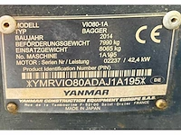 2014 yanmar vio80-u midi rupsgraafmachine binnendraaier - afbeelding 28 van  34