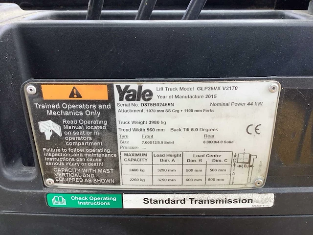 2015 - yale - glp25vx - vorkheftruck - afbeelding 7 van  16