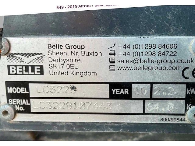 2015 altrad / belle lc3228 compacte trilplaat - afbeelding 8 van  8