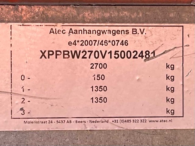 2015 atec eb2 2-1 dubbelas aanhangwagen - afbeelding 15 van  22