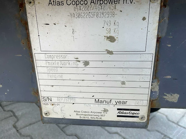 2015 atlas copco xas57 compressor aanhangwagen - afbeelding 8 van  16