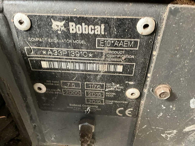 2015 bobcat e10 minigraafmachine - afbeelding 14 van  21