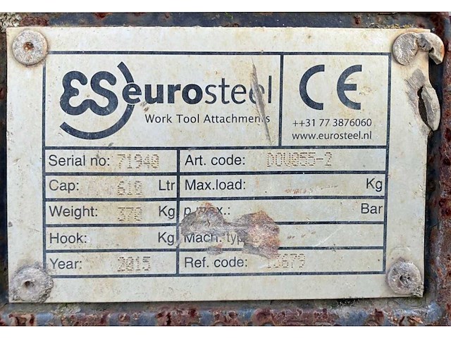 2015 eurosteel d0v055-2 dieplepelbak cw30 - afbeelding 9 van  9