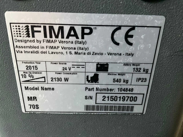 2015 fimap mr70s zelfrijdende schrob- zuigmachine - afbeelding 8 van  16