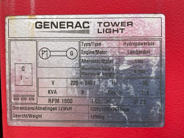 2015 generac tower light hpb hydro power box stationaire lichtmast - afbeelding 16 van  17