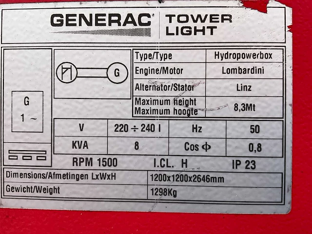 2015 generac tower light hpb hydro power box stationaire lichtmast - afbeelding 16 van  17
