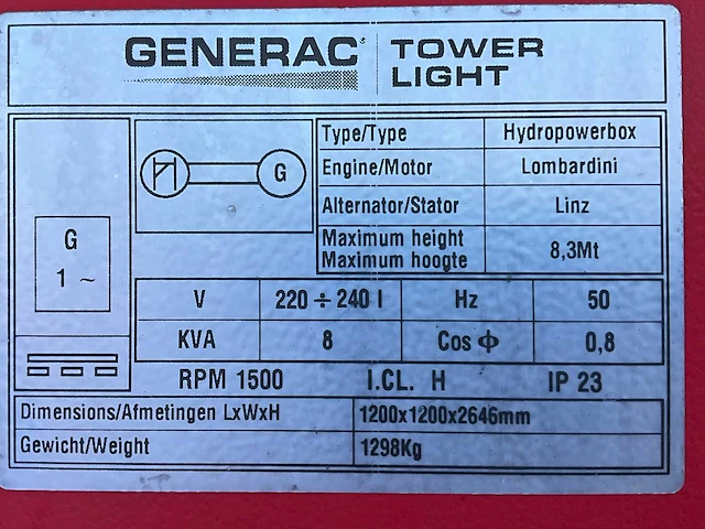 2015 generac tower light hpb hydro power box stationaire lichtmast - afbeelding 15 van  16