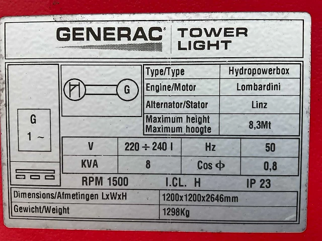 2015 generac tower light hpb hydro power box stationaire lichtmast - afbeelding 15 van  16