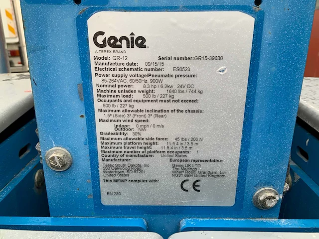 2015 genie gr-12 hoogwerker - afbeelding 6 van  16