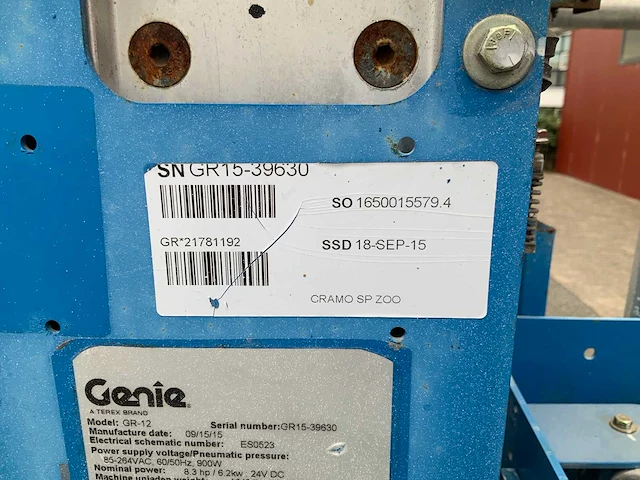 2015 genie gr-12 hoogwerker - afbeelding 7 van  16