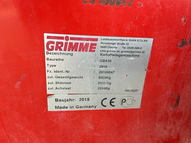 2015 grimme gb430 vierrijige bandpootmachine - afbeelding 46 van  50