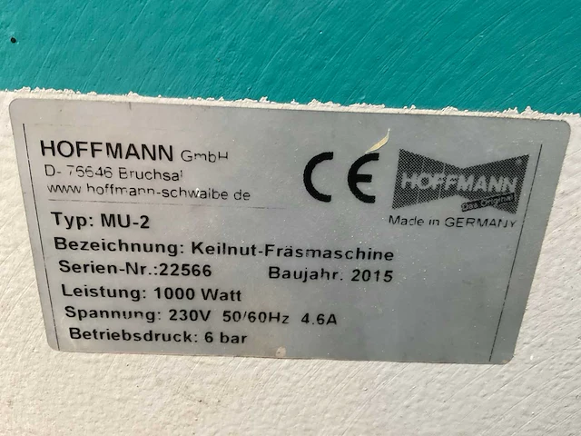 2015 hoffmann mu-2 zwaluwstraat freesmachine - afbeelding 8 van  8
