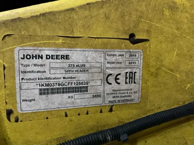 2015 john deere - 375 plus - maisbek - afbeelding 10 van  10