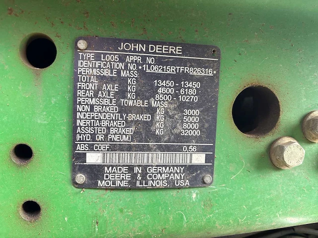 2015 john deere 6215r vierwielaangedreven landbouwtractor - afbeelding 52 van  57
