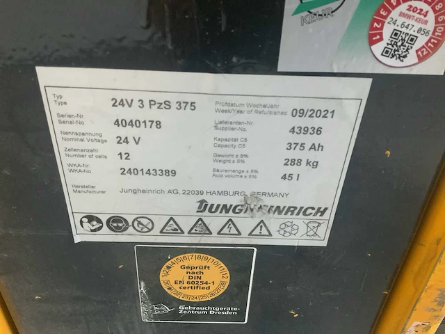 2015 jungheinrich ere 225 fp elektrische palletwagen - afbeelding 11 van  12