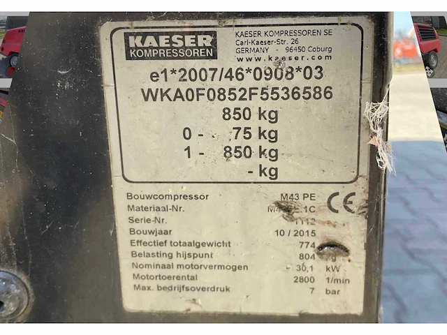 2015 kaeser m43 pe luchtcompressor aanhangwagen - afbeelding 10 van  18
