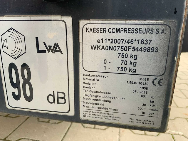 2015 kaeser m46e luchtcompressor aanhangwagen - afbeelding 7 van  15