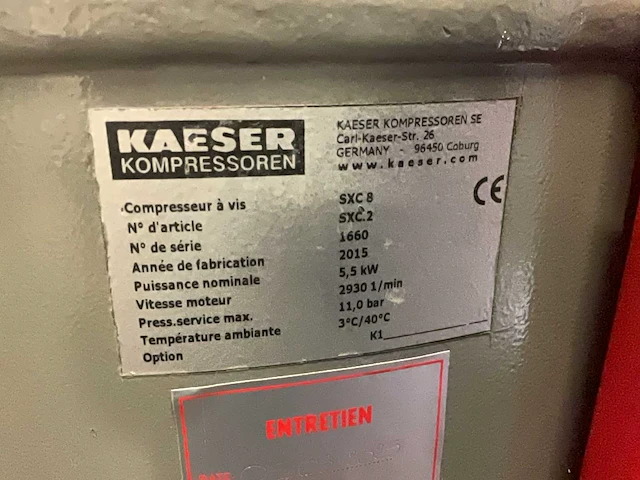 2015 kaeser sxc 8 schroefcompressor - afbeelding 7 van  7