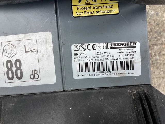 2015 kärcher professional hd 5/12 c hogedrukreiniger - afbeelding 6 van  7
