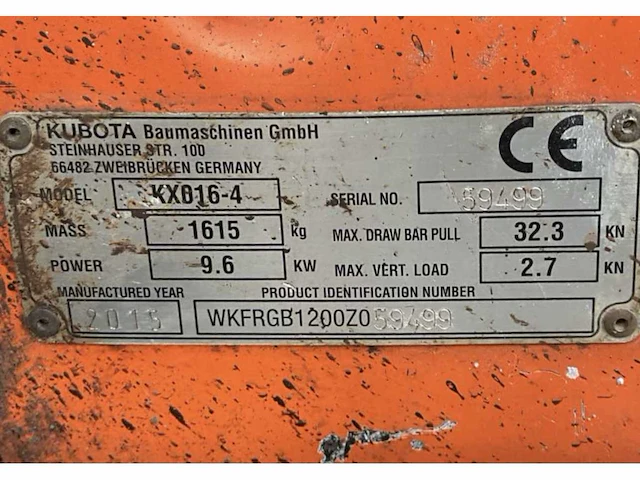 2015 kubota kx016-4g mini graafmachine - afbeelding 17 van  24