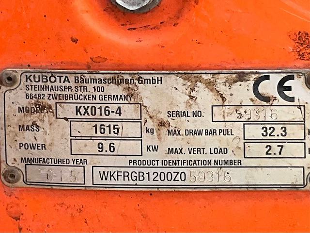 2015 kubota kx016-4g mini graafmachine - afbeelding 43 van  43