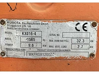 2015 kubota kx016-4hg minigraafmachine - afbeelding 7 van  15