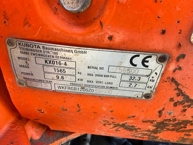 2015 kubota kx016-4hg minigraafmachine - afbeelding 20 van  30