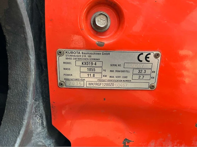 2015 kubota kx019-4 minigraafmachine - afbeelding 33 van  33