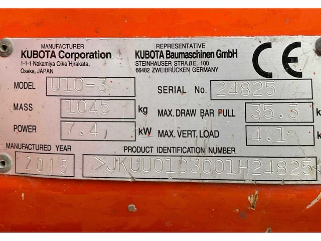 2015 kubota u10-3 vhg mini graafmachine - afbeelding 18 van  25