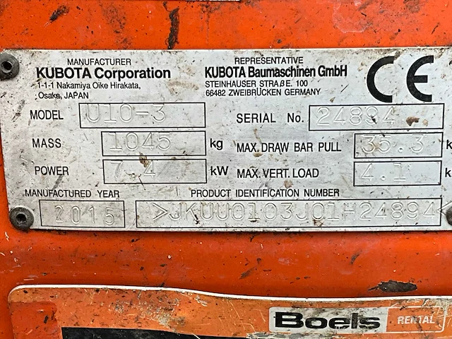2015 kubota u10-3 vhg mini graafmachine - afbeelding 44 van  44